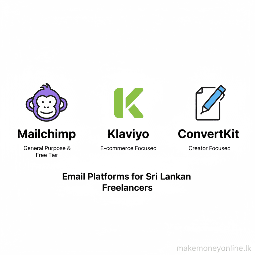 Email Marketing in Sri Lanka: Earn LKR 80,000+ Monthly (2026 Guide) Email marketing platform comparison for Sri Lankan marketers including Mailchimp, Klaviyo, and ConvertKit